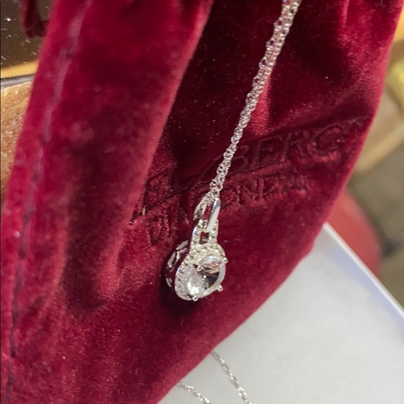 Lot of 2 ster silver, Wh topaz Helzberg necklaces - Picture 5 of 6